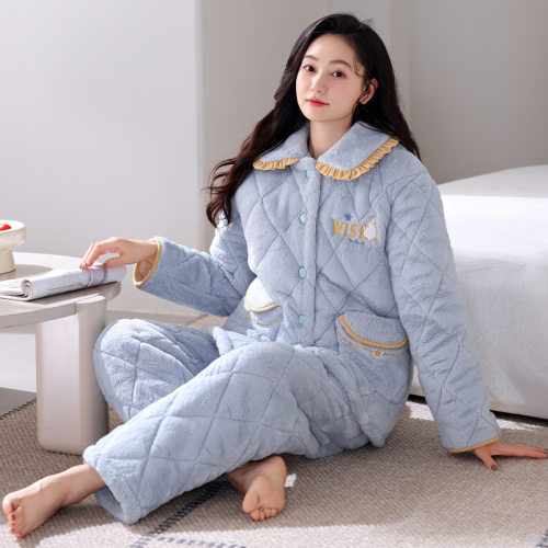 2026新款女雪花绒夹棉保暖睡衣