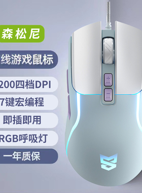 森松尼鼠标有线办公电竞游戏吃鸡lol多按键宏鼠标人体工学M7