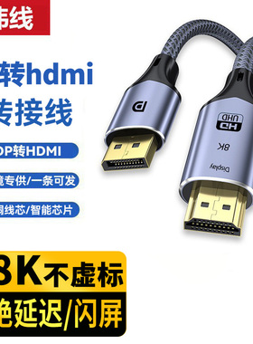 dp转hdmi转接线8K高清电视电脑连接转换显示器投影大dp to hdmi线