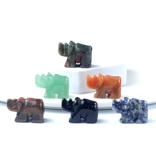犀牛水晶玛瑙石头迷你雕刻小动物