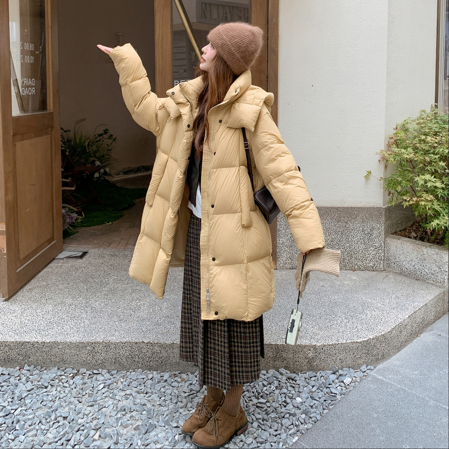 ins超火面包羽绒服中长款