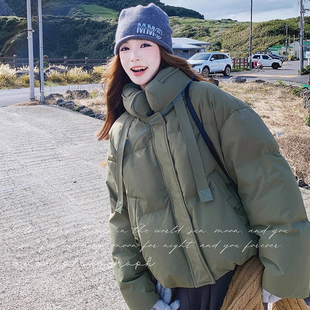 巨好看军绿色短款羽绒服女2025新款冬季韩版超火宽松小个子外套潮