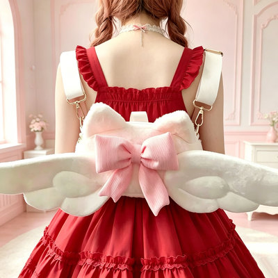 漫展二次元亚文化恶魔包包天使翅膀双肩包Lolita蝴蝶结少女小背包