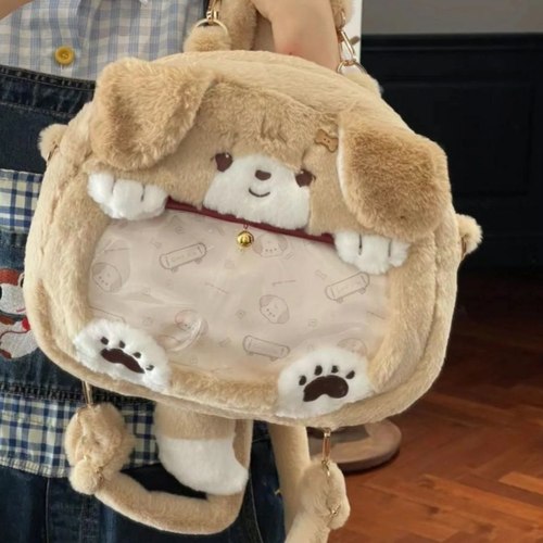 三花小猫咪边牧小狗猫猫痛包学生可爱背包毛绒斜挎包女玩偶双肩包