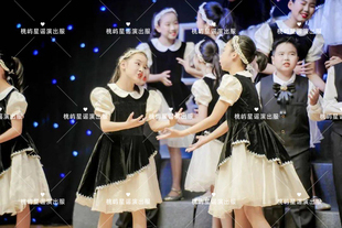 童声合唱团比赛演出服儿童礼服白色藏青洋气小学生音乐表演高级感