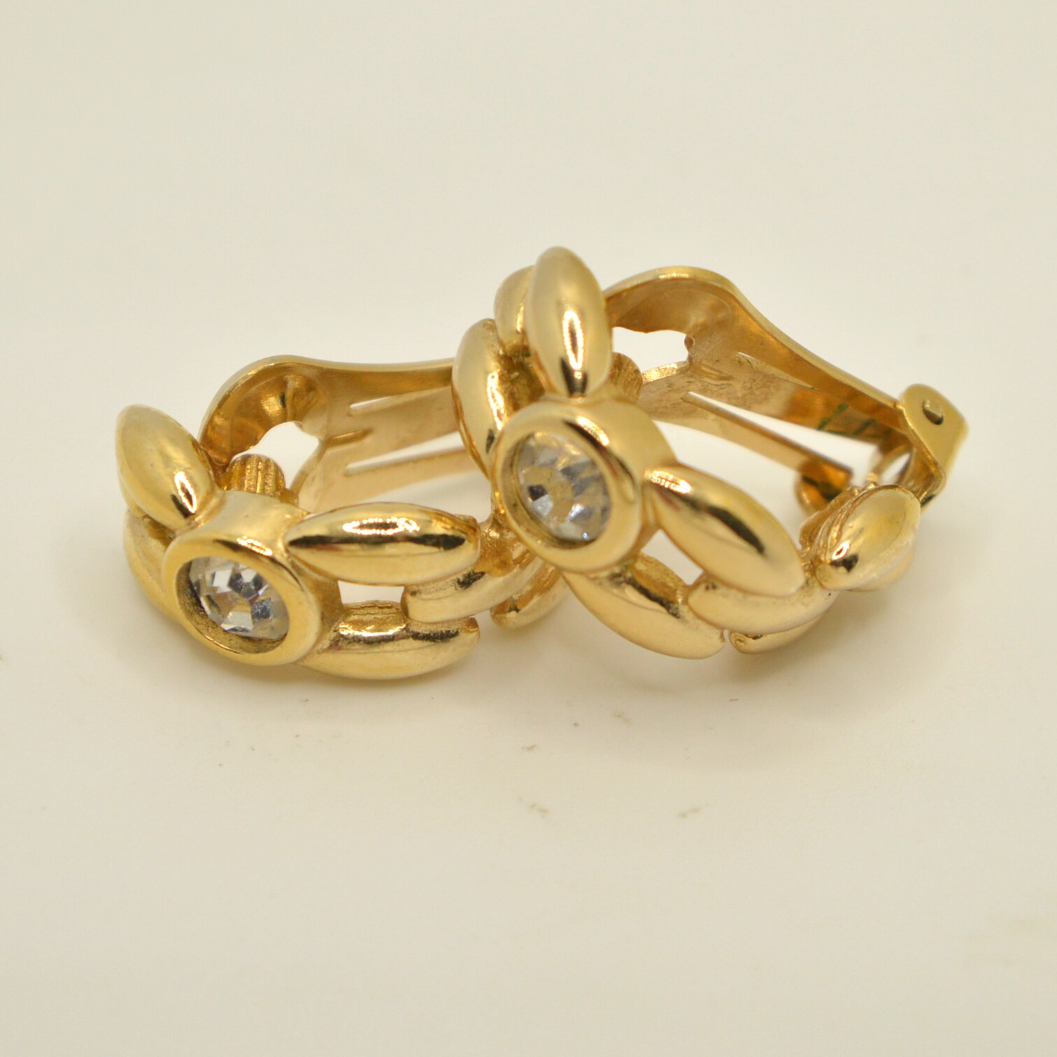 中古饰品首饰Dior vintage 带钻金耳夹 轻奢R