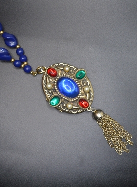 翠法丽 Trifari 巴洛克琉璃吊坠/相片盒项链 毛衣链 成色新不退换