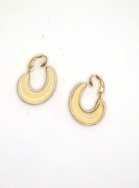 中古首饰 雅芳Avon蓝白珐琅双色佩戴耳夹