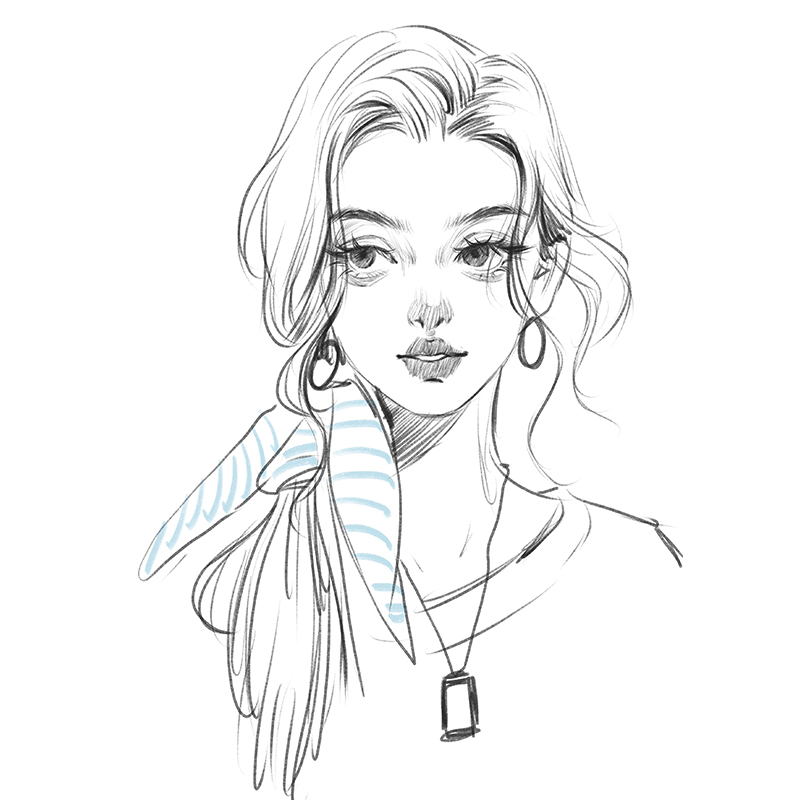 手绘黑白素描头像定制