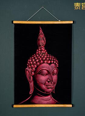 泰国进口彩色佛像壁画挂画卷轴画