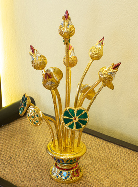 东南亚风格泰式莲花木雕摆件