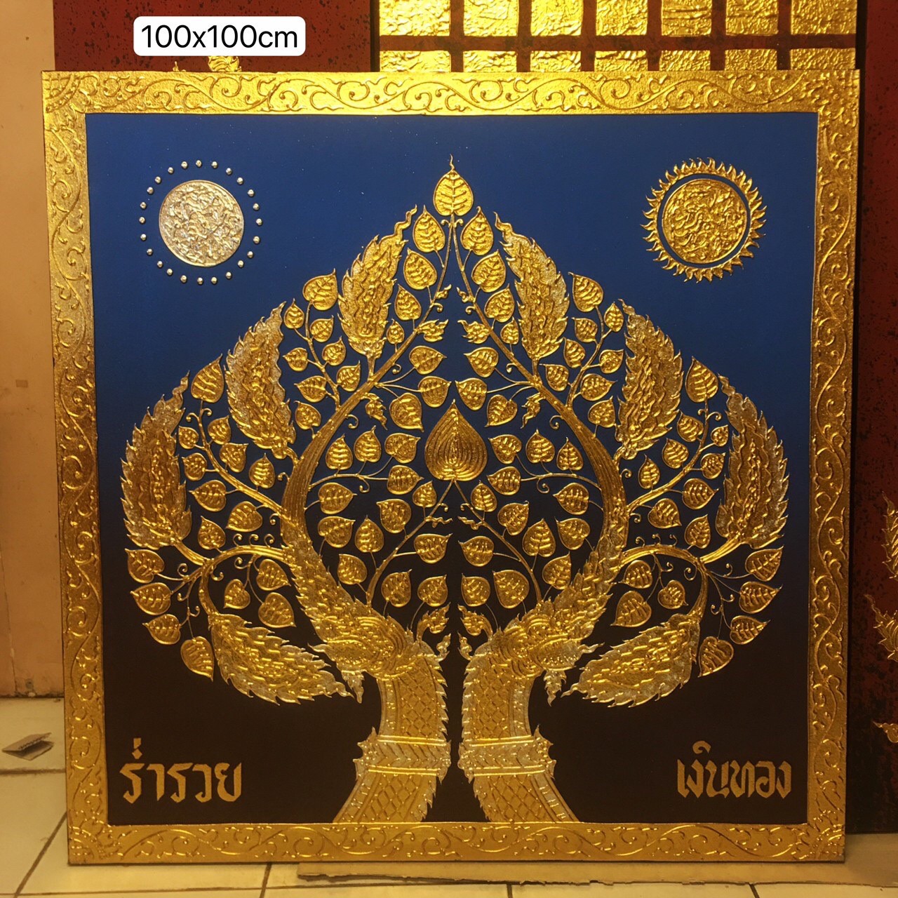 泰国工艺品采购！东南亚风格泰式金箔画客厅玄关装饰画手绘菩提树