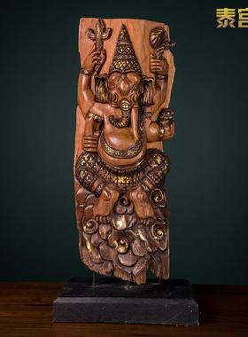 泰国进口手工木雕象神装饰品摆件