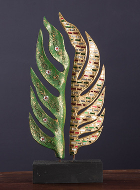 木雕芭蕉叶子创意室内软装饰品