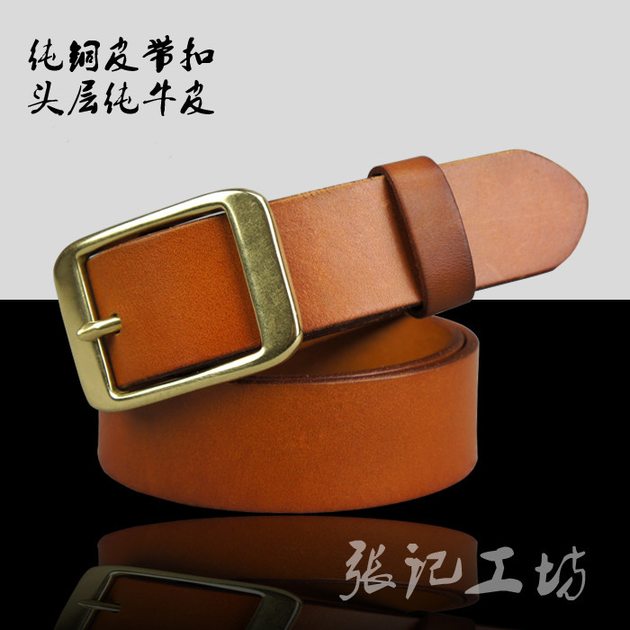 5mm厚度男士复古皮针扣头层纯牛皮休闲中青年裤带牛仔百搭腰带