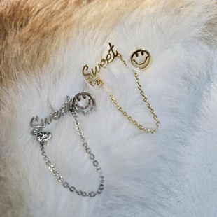 日韩轻奢字母笑脸耳钉女新款爆款小众设计高级感耳环耳饰品925银