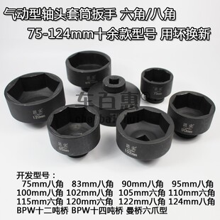 气动型富华轴头套筒扳手轮毂盖子124mm八角BPW桥防尘罩曼桥斯太尔