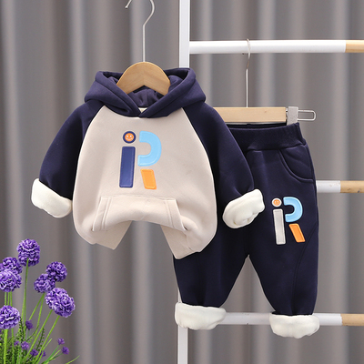 休闲宝宝冬装连帽卫衣两件套潮