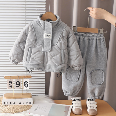 加绒加厚洋气保暖宝宝棉服两件套