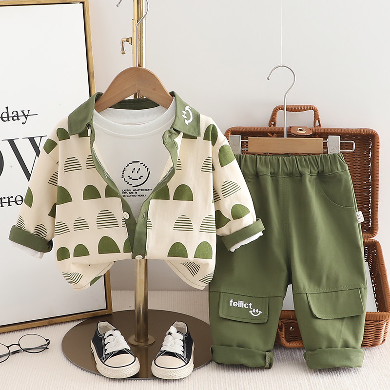 男童套装2026新款春秋款儿童洋气时髦衬衫宝宝秋季休闲开衫三件套,童装/婴儿装/亲子装,套装,淘宝优惠券,粉丝福利购,淘宝优惠卷