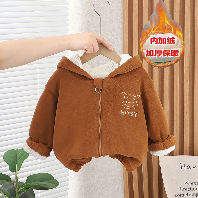 儿童加绒加厚冬装外套2025冬季新款洋气加厚毛毛衣1-5岁儿童棉衣3