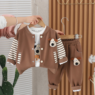 男童春秋季套装2026新款婴儿童装宝宝休闲春装三件套男孩春天衣服