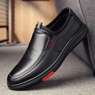 软皮潮流透气软底爸爸鞋 套脚休闲皮鞋 2021商务休闲鞋 秋季 舒适 男士