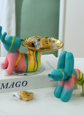 新品流体动物摆件托盘兔便便狗家居客厅办公室桌面树脂工艺品