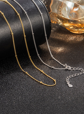 925纯银侧身间珠链女夏个性设计感间珠锁骨链冷淡风ins气质银饰品