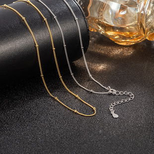 925纯银侧身间珠链女夏个性设计感间珠锁骨链冷淡风ins气质银饰品