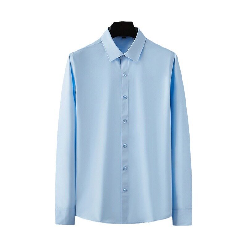 莫代尔长袖衬衫男免烫抗皱商务休闲打底上衣夏季新款纯色通勤衬衣