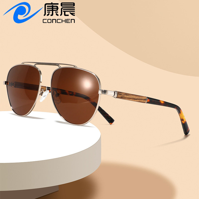 2025新品高品质飞行员眼镜金属框木质板材拼接腿偏光太阳镜男,ZIPPO/瑞士军刀/眼镜,太阳眼镜,淘宝优惠券,粉丝福利购,淘宝优惠卷