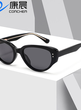 板材太阳镜时尚猫眼窄框欧美风轻奢直播温州高档偏光女士墨镜
