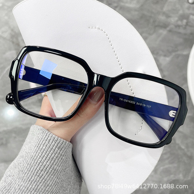 严选86288黑色TR90方形大框小红书抖音爆款防蓝光眼镜女一件