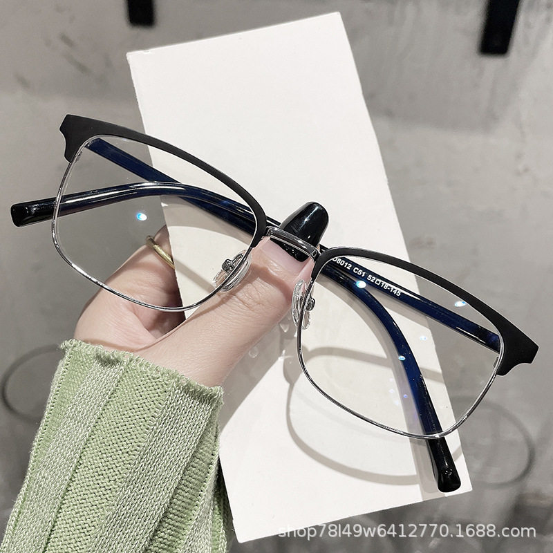 金属时尚方形眉线半框眼镜男士防蓝光近视抖音小红书同款一件,ZIPPO/瑞士军刀/眼镜,防蓝光镜,淘宝优惠券,粉丝福利购,淘宝优惠卷