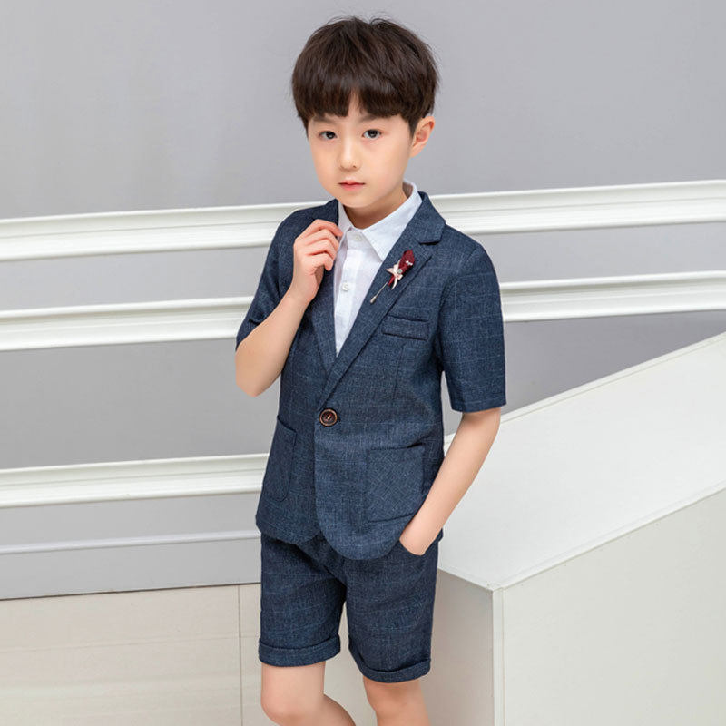 新款韩版儿童西装套装夏季男童短袖西服中小童礼服六一演出表演服