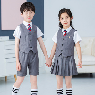 2023夏季新款儿童校服幼儿园园服小学男女童马甲套装演出表演