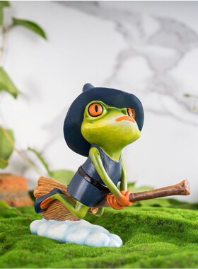 【特价】欧式魔法扫帚青蛙摆件创意家居房间装饰品树脂工艺品