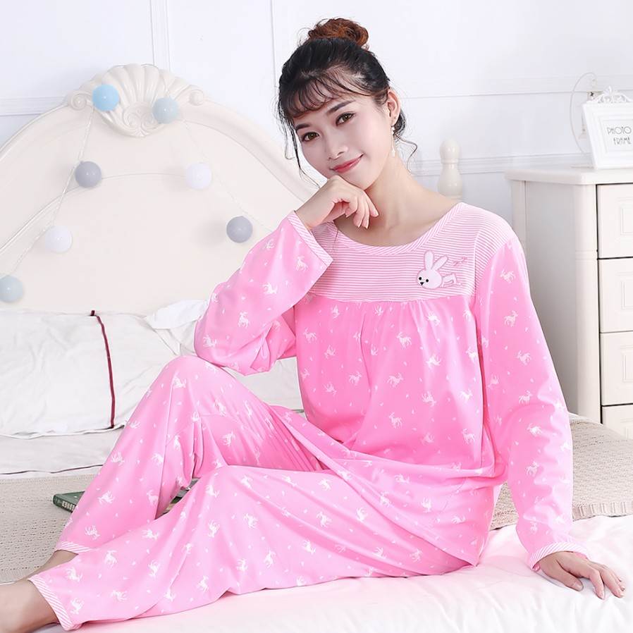 春秋中年媽媽女裝薄款老人純棉家居服夏裝長袖夏天中老年婦女睡衣