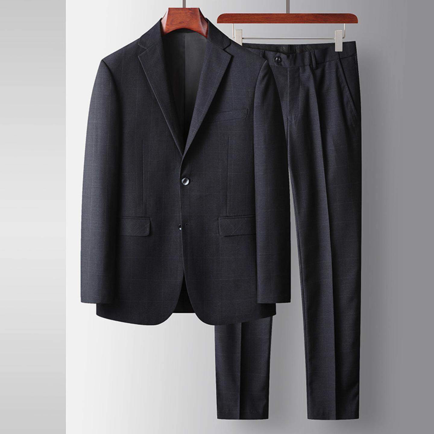 普洛克正品男装 西服套装新青两粒扣轻奢商务婚礼西装新郎高外套