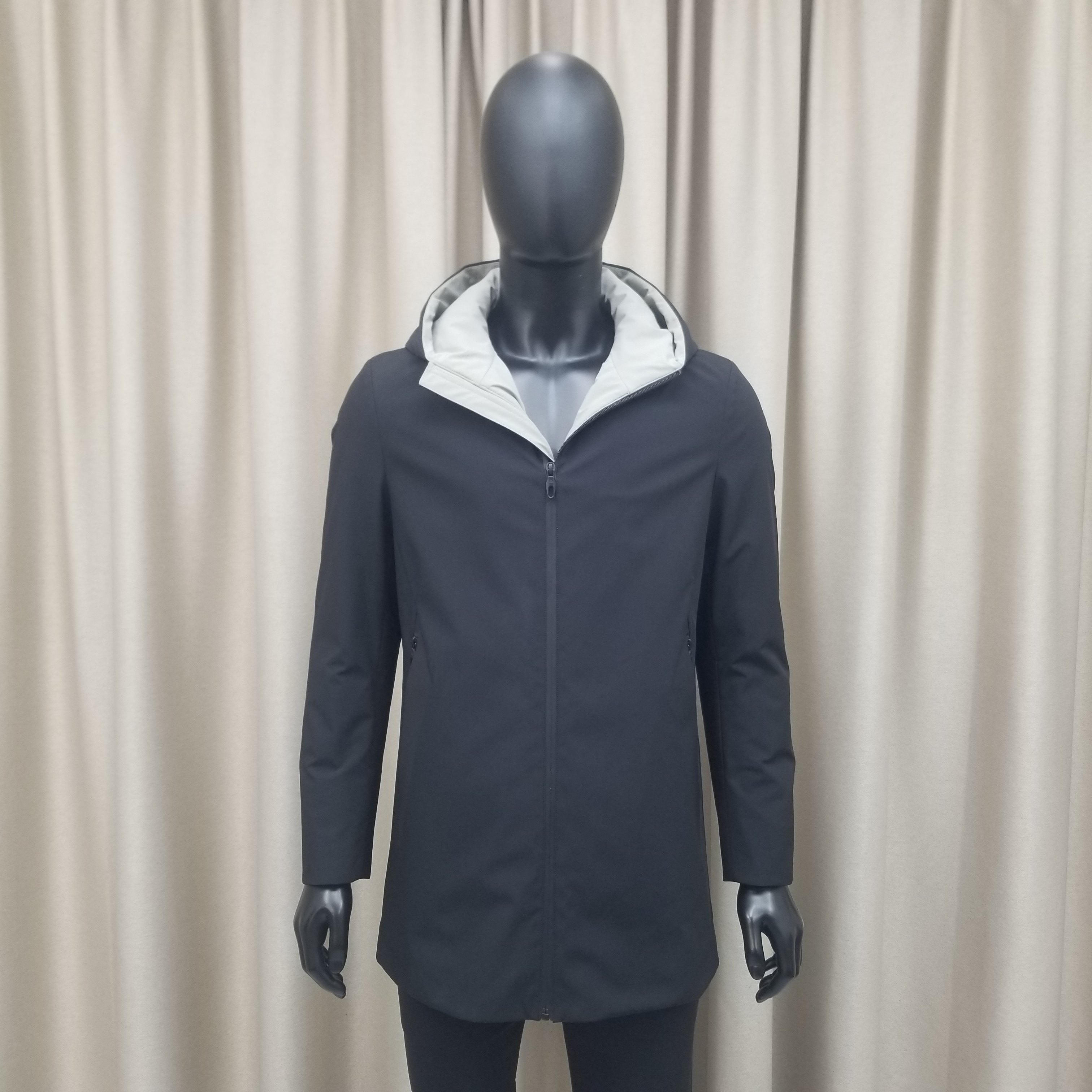普洛克男装新款现货 中长款连帽风衣冬青牛棉服外套商务休闲上衣2
