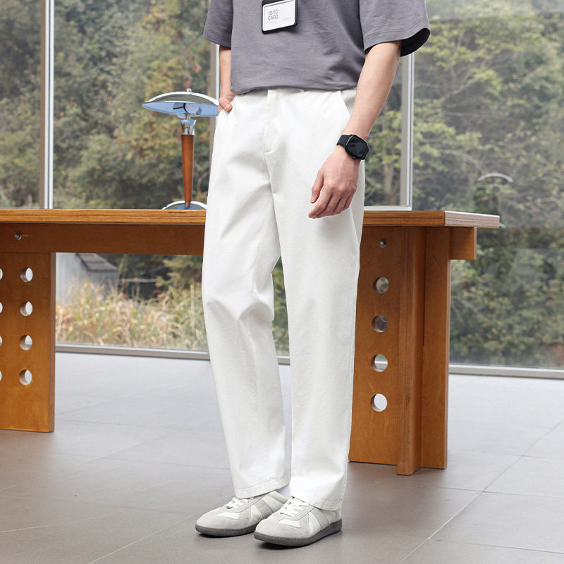 普洛克正品男裤 休闲裤老钱麻春夏薄松紧中腰抽绳阔腿宽松直筒长