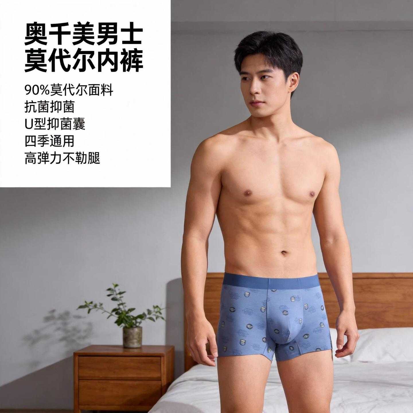 【普洛克】新款印花痕男士内裤