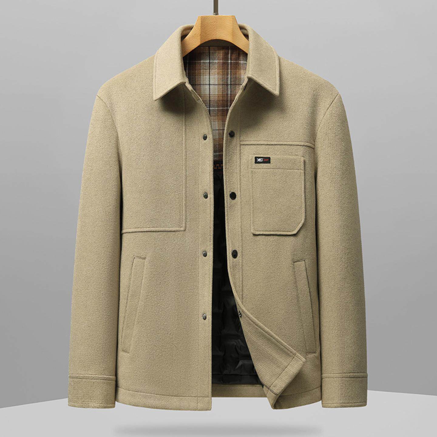 普洛克正品秋冬翻领衬衣版中青年轻奢商务休闲羽绒保暖潮流外套