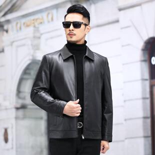 工厂海宁皮草真皮男装 真皮上衣皮衣男 中年男外套皮衣男式