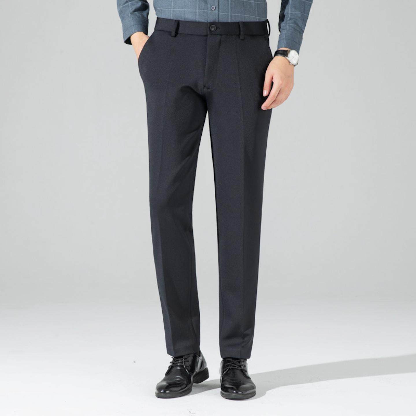 普洛克正品秋冬款直筒弹力西裤如意腰中青年弹力免烫商务长裤