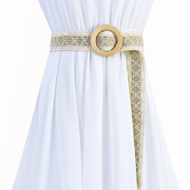 宽腰带韩版简约百搭圆扣木质配连衣裙毛衣外套装饰皮带文艺范腰封