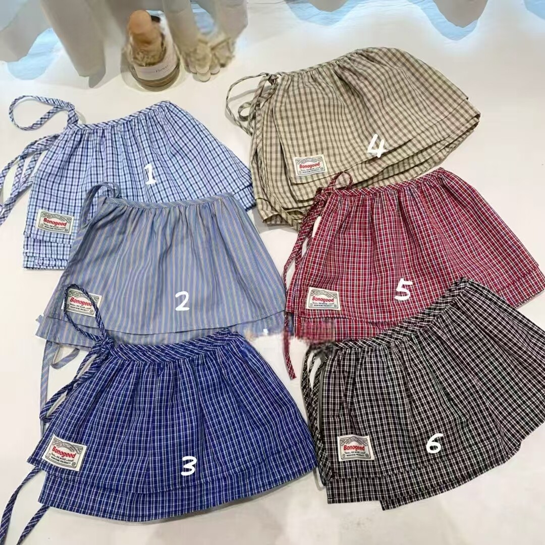 高街女叠穿神器格子群帘女款装饰系带藏肉神器半身裙下摆