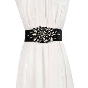 饰连衣裙羽绒服配带 水钻女士腰封弹力松紧宽腰带百搭装 新品 时尚