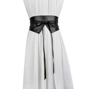 腰封宽女士腰带两圈打结系带束腰腰封女装 饰连衣裙皮草大衣皮带女